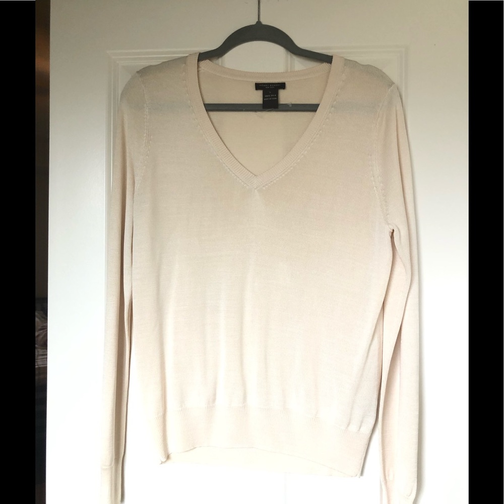 henri bendel Cream V-Neck Women's Sweater